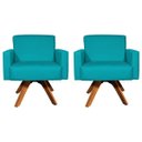 Ver imagem 1 de Kit 2 Poltronas Decorativas para Sala Hope Base Giratória Suede - Clique e Decor