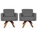 Ver imagem 1 de Kit 2 Poltronas Decorativas para Sala Hope Base Giratória Suede - Clique e Decor