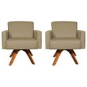 Ver imagem 1 de Kit 2 Poltronas Decorativas para Sala Hope Base Giratória Suede - Clique e Decor