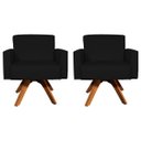 Ver imagem 1 de Kit 2 Poltronas Decorativas para Sala Hope Base Giratória Suede - Clique e Decor