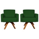 Ver imagem 1 de Kit 2 Poltronas Decorativas para Sala Hope Base Giratória Suede - Clique e Decor
