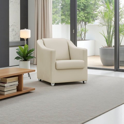 Poltrona Decorativa Mila Confortável para Sala Recepção Manicure Pés Cromado - Clique e Decore