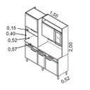Ver imagem 2 de Armário de Cozinha 6 Portas 1 de Vidro 3 Gavetas Regina Itatiaia