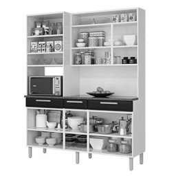 Armário de Cozinha 6 Portas 1 de Vidro 3 Gavetas Regina Itatiaia - 3