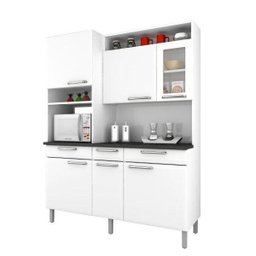 Armário de Cozinha 6 Portas 1 de Vidro 3 Gavetas Regina Itatiaia - 1