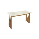 Ver imagem 1 de Mesa de Sala Jantar Mila Premium Madeira Maciça c/ Tampo Madeirado c/ Vidro 120x80cm Carvalho/Off