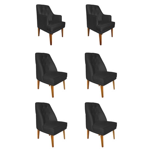 Kit 4 Cadeiras Paris + 2 Paris Retro Suede Preto Dominic Decor