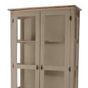 Ver imagem 3 de Cristaleira de Madeira Maciça 2 Portas 1 Gaveta e Pés Torneados - Amêndoa com Tampo e Base Imbuia Gl