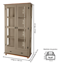 Ver imagem 4 de Cristaleira de Madeira Maciça 2 Portas 1 Gaveta e Pés Torneados - Amêndoa com Tampo e Base Imbuia Gl