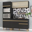 Ver imagem 3 de Armário de Cozinha Compacta 182cm Veneza Multimóveis V3695 Preto/Dourado
