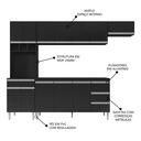 Ver imagem 3 de Cozinha Modulada 4 Peças Andréia 280cm Preto sem Tampo Ajl