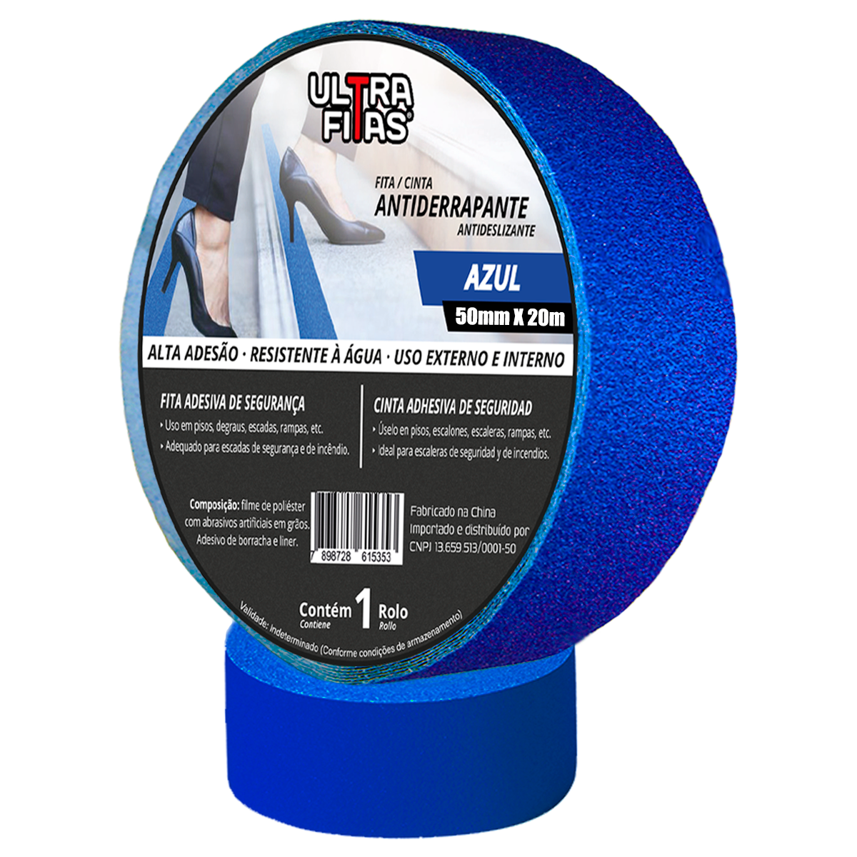 Fita Antiderrapante 50 Mm X 20 Metros - Azul