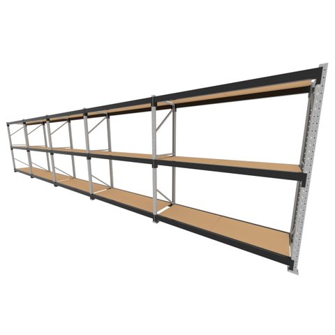 Mini Porta Pallet 200 Kg por Nivel Inicial +4 Continuação com 3 Niveis Preto com Mdf Cru