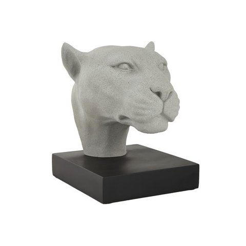 Escultura Decorativa Cabeça Pantera em Poliresina Cinza 25cm 18390 Mart