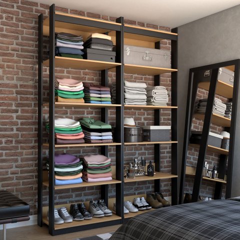 Closet Industrial Marseille 10 Prateleiras Black/brise - Panorama Móveis