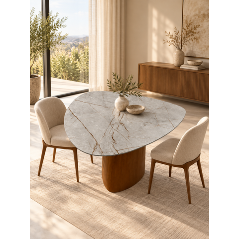 Mesa Jantar Orgânica Cone Canya 105x110cm - MDF Pietra Bronze