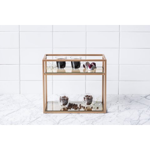 Estante Organizadora Dourada com Vidro Reflecta - Linha Frame