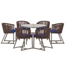Ver imagem 1 de Mesa com 6 Cadeiras de Jantar Roma 120cm e Noronha em Alumínio Marrom Corda Náutica Estofado 10 Tram