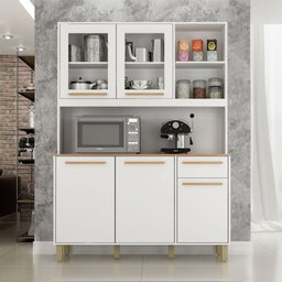 Cozinha Compacta Rubi 5 Portas 1 Gaveta Branco com Cinamomo Valdemoveis - 2