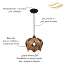 Ver imagem 3 de Luminária Lustre Pendente E27 Madeira Teto Sala Cozinha Lúpulo P Cor Pau Ferro