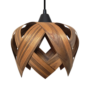 Luminária Lustre Pendente E27 Madeira Teto Sala Cozinha Lúpulo P Cor Pau Ferro