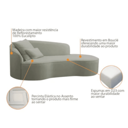 Divã Recamier Sofá Curvo Sala de Tv e Estar Recepção Inglaterra 150cm Lado Direito Linho Verde Oliva - 4