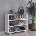 Ver imagem 2 de Kit 02 Sapateiras Multiuso Organizador Com 03 Prateleiras E Rodizio Perola L03 Branco - Lyam Decor