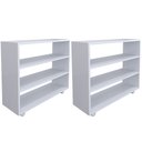 Ver imagem 1 de Kit 02 Sapateiras Multiuso Organizador Com 03 Prateleiras E Rodizio Perola L03 Branco - Lyam Decor