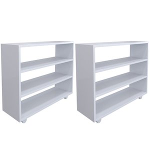 Kit 02 Sapateiras Multiuso Organizador Com 03 Prateleiras E Rodizio Perola L03 Branco - Lyam Decor
