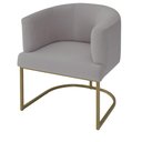 Ver imagem 1 de Poltrona Decorativa Arredondada Emi Base de Ferro Dourado em Veludo Cinza Claro Estofama