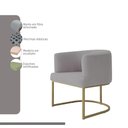 Ver imagem 5 de Poltrona Decorativa Arredondada Emi Base de Ferro Dourado em Veludo Cinza Claro Estofama