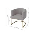 Ver imagem 4 de Poltrona Decorativa Arredondada Emi Base de Ferro Dourado em Veludo Cinza Claro Estofama