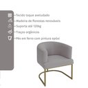 Ver imagem 6 de Poltrona Decorativa Arredondada Emi Base de Ferro Dourado em Veludo Cinza Claro Estofama