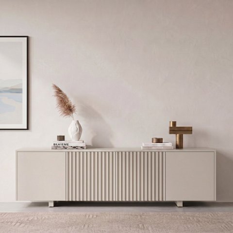 Rack para TV até 60 Polegadas 180x51cm Portas Ripadas Aruá CabeCasa MadeiraOriginals