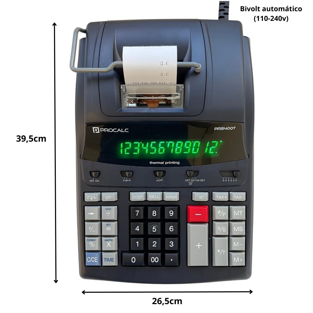 Calculadora de Impressão Térmica Profissional Procalc 12dig - 3