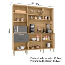 Armário de Cozinha Compacta 6 Portas 2 Gavetas Ferrara - Freijó/gris - 3