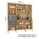 Ver imagem 4 de Armário de Cozinha Compacta 6 Portas 2 Gavetas Ferrara - Freijó/gris