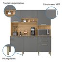 Ver imagem 5 de Armário de Cozinha Compacta 6 Portas 2 Gavetas Ferrara - Freijó/gris