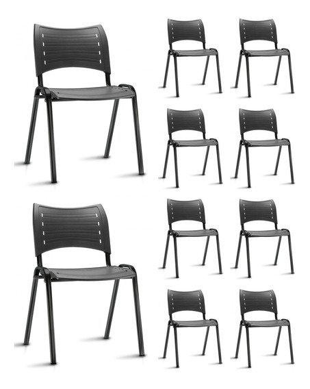 Kit 10 Cadeiras Iso Fixa Empilhável Ideal Para Recepção Salão Igreja Escritório Reforçada Medcombo C