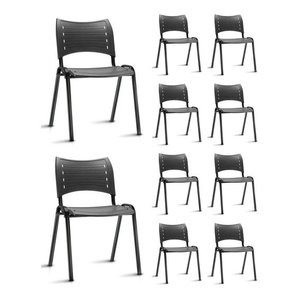 Kit 10 Cadeiras Iso Fixa Empilhável Ideal Para Recepção Salão Igreja Escritório Reforçada Medcombo C