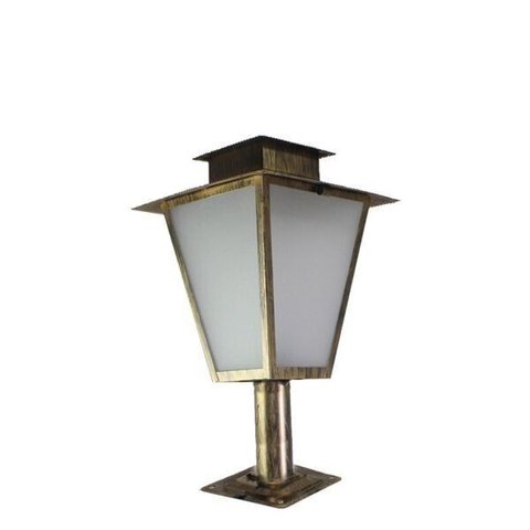 Poste de Jardim P1 Colonial Quadrado 50cm em Aço Ouro Velho