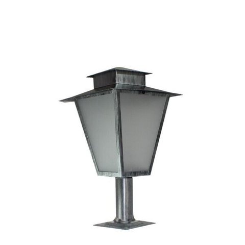 Poste de Jardim P1 Colonial Quadrado 50cm em Aço Prata Velha