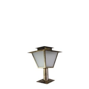 Poste de Jardim Colonial Quadrado 42cm P4 em Aço Ouro Velho