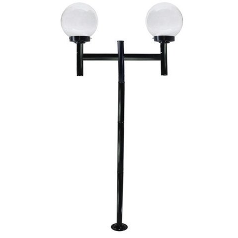 Poste de Jardim com Globo de Vidro Transparente 15x30 Duplo P20/2 em Aço Preto