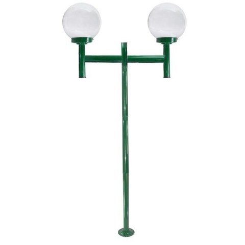 Poste de Jardim com Globo de Vidro Transparente 15x30 Duplo P20/2 em Aço Verde