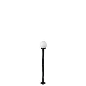 POSTE DE JARDIM COM GLOBO DE VIDRO LEITOSO 1,20M P10/B10 EM AÇO PRETO