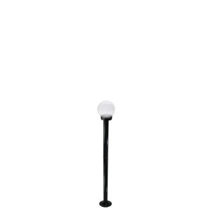 POSTE DE JARDIM COM GLOBO DE VIDRO TRANSPARENTE 1,20M P10/B10 EM AÇO PRETO