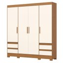 Ver imagem 2 de Guarda Roupa Casal 04 Portas 04 Gavetas B383 com Armário Multiuso Margarida Cinamomo Off White-