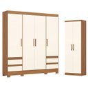 Ver imagem 1 de Guarda Roupa Casal 04 Portas 04 Gavetas B383 com Armário Multiuso Margarida Cinamomo Off White-