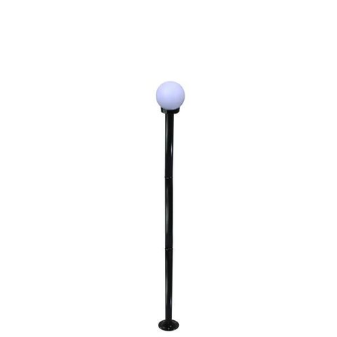 POSTE DE JARDIM COM GLOBO DE POLIETILENO LEITOSO 1,75M P10/B10 EM AÇO PRETO